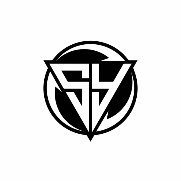 Логотип Треугольной Формой Округлым Дизайном Круга Изолированный Белом Фоне — стоковый вектор