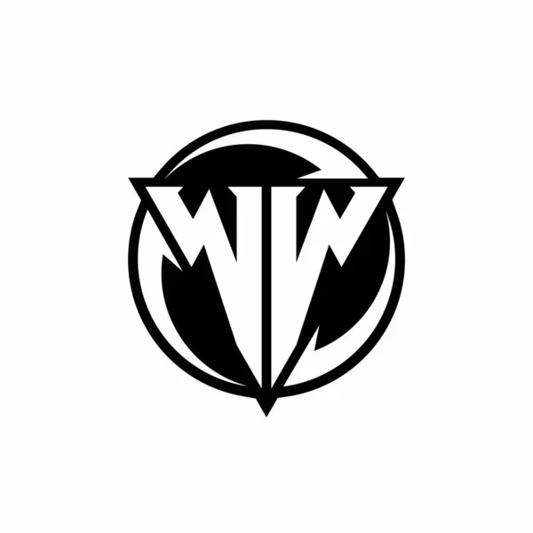 Logo Kształcie Trójkąta Okrągłym Wzorze Odizolowanym Białym Tle — Wektor stockowy