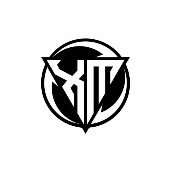 Logo Con Forma Triángulo Plantilla Diseño Redondeado Circular Aislado Sobre — Archivo Imágenes Vectoriales
