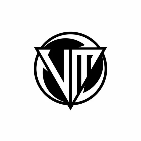 Logo Maszyny Wirtualnej Trójkątnym Kształtem Okrągłym Szablonem Projektu Izolowanym Białym Ilustracja Stockowa