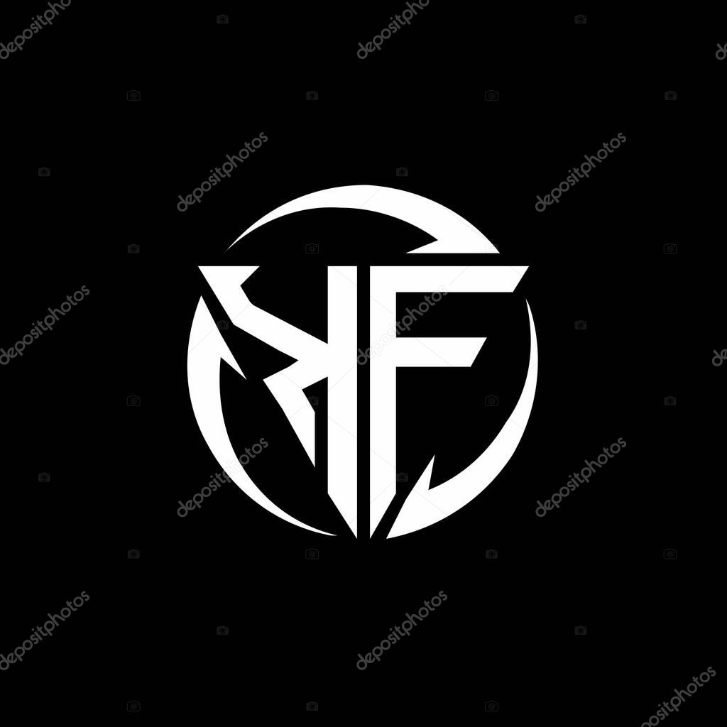 KF logo with triangle shape and circle rounded design template isolated on black background