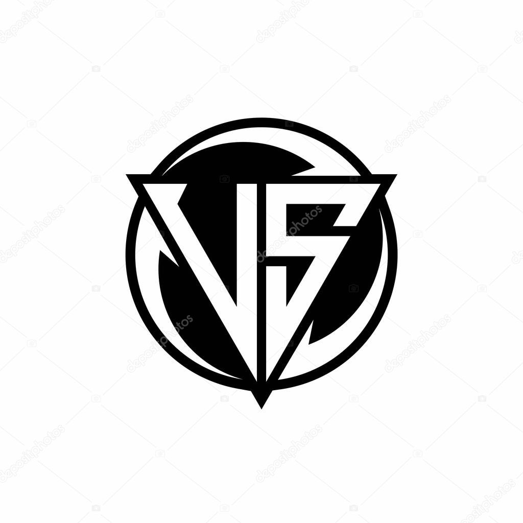 VS logo with triangle shape and circle rounded design template isolated on white background