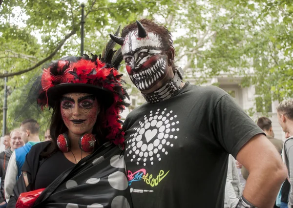 Elaborately dressed participants, during Christopher Street Day — Stock Photo, Image