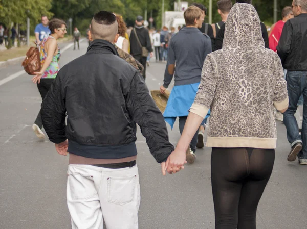 Casal jovem, durante Christopher Street Day Parade — Fotografia de Stock