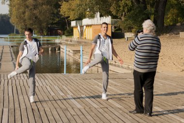 Lehçe Disco müzik grubu Jurad çalışma sırasında çekim müzik video klibi