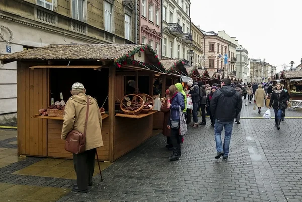 La calle peatonal central de Lublin — Foto de Stock