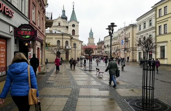 La calle peatonal central de Lublin — Foto de Stock