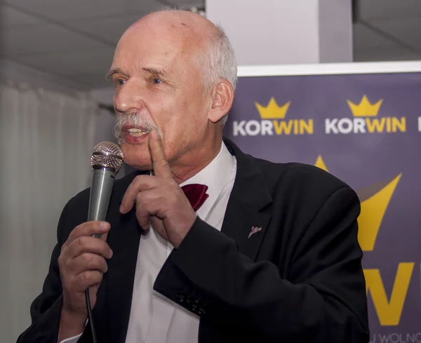Janusz korwin mikke, kandidat für das präsidentenamt der republik pol — Stockfoto