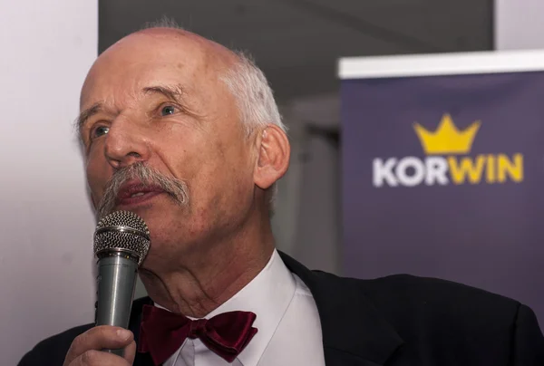 Janusz Korwin Mikke, candidate for President of the Republic Pol — Stock Photo, Image