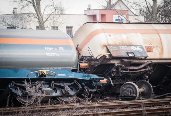 Wykolejony pociąg w Polsce — Zdjęcie stockowe