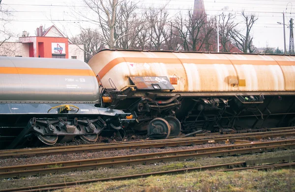 Wykolejony pociąg w Polsce — Zdjęcie stockowe