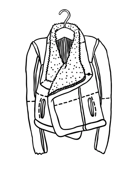 Handritad illustration. Kreativ svart kontur konstverk. Bläcket mode ritning. Vector läder jacka — Stockfoto