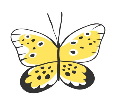 İzole kelebek. El vektör çizim çekilmiş. Dekoratif elemanları tasarımı için. Siyah kontur çizim. Yaratıcı mürekkep sanat eseri