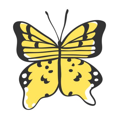 İzole kelebek. El vektör çizim çekilmiş. Dekoratif elemanları tasarımı için. Siyah kontur çizim. Yaratıcı mürekkep sanat eseri