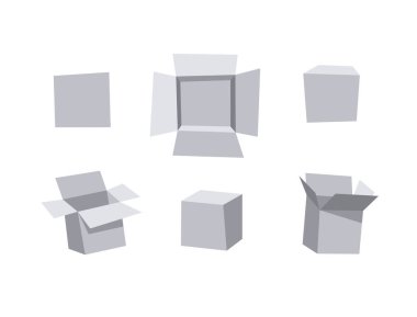 Karton Açık ve Kapalı Geri Dönüşüm Kutuları Ayarlandı. Çizgi Film Tarzı Çizim Teslimat Paketi. Düz Grafik Tasarım Yönlendirme Klip Sanatı. Vektör Koleksiyonu Beyaz Arkaplanda İzole Edildi