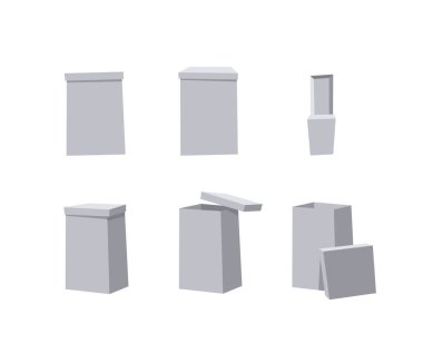 Karton Açık ve Kapalı Geri Dönüşüm Kutuları Ayarlandı. Çizgi Film Tarzı Çizim Teslimat Paketi. Düz Grafik Tasarım Yönlendirme Klip Sanatı. Vektör Koleksiyonu Beyaz Arkaplanda İzole Edildi