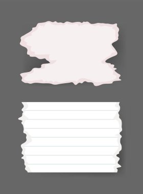 Vektör Illustration Klip Sanat Kırıntıları Kağıtları. Not Defteri Parçaları. Parçalanmış Sayfa İzole Nesneler