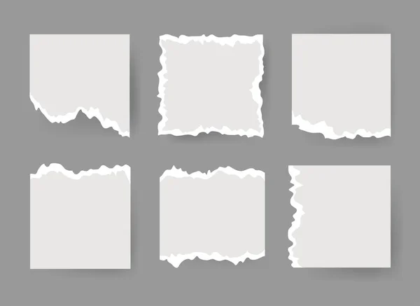 Vector Illustration Clip Art Scraps Papers Set Notebook Pieces Torn — Stock Vector