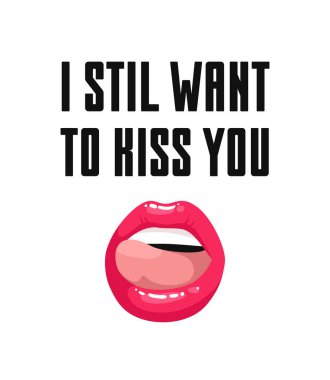 Kırmızı rujlu seksi kadın dudaklar ve mesaj. 