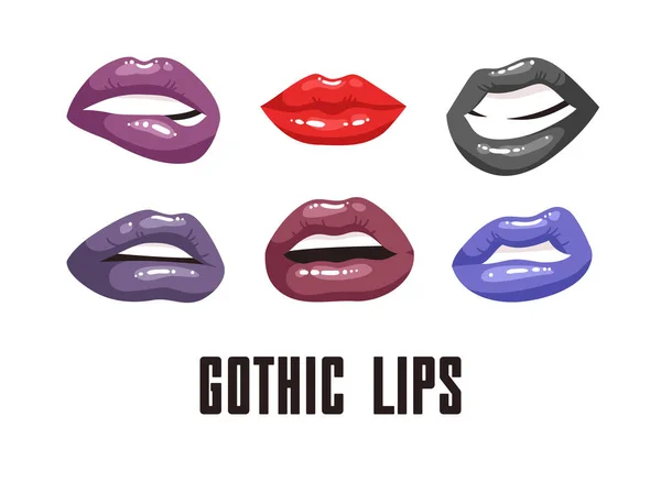 Lèvres Féminines Sexy Avec Rouge Lèvres Couleur Acide Illustration Mode — Image vectorielle