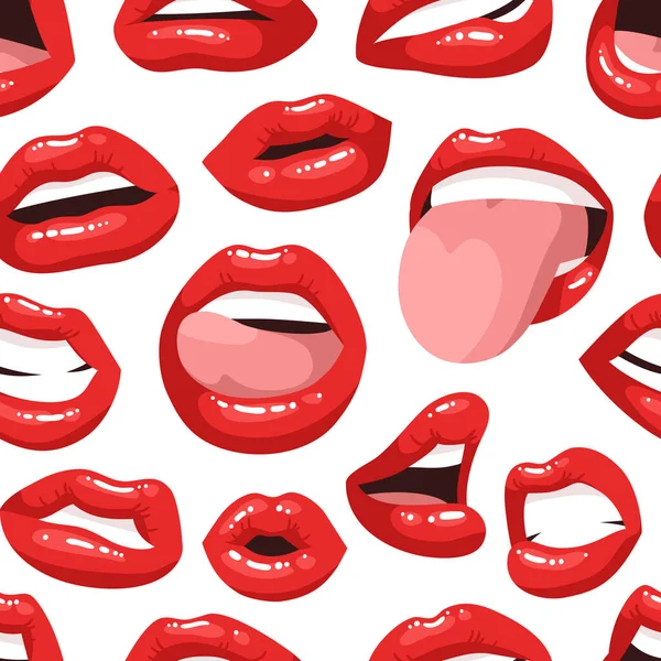 Sexy Weibliche Lippen Mit Rotem Lippenstift Vector Fashion Illustration Frau — Stockvektor