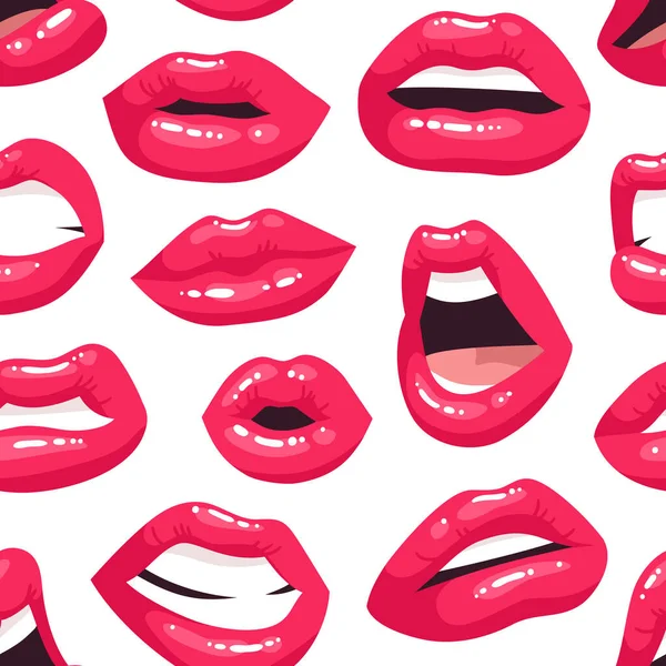 Labios Femeninos Sexy Con Lápiz Labial Rojo Vector Fashion Illustration — Archivo Imágenes Vectoriales