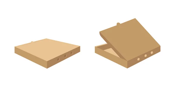 Caja Montaje Cartón Cuadrado Para Pizza Embalaje Entrega Ilustración Estilo — Vector de stock