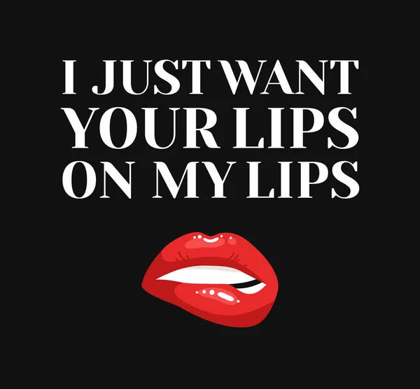 Sexy Labios Femeninos Con Lápiz Labial Rojo Texto Vector Moda — Archivo Imágenes Vectoriales