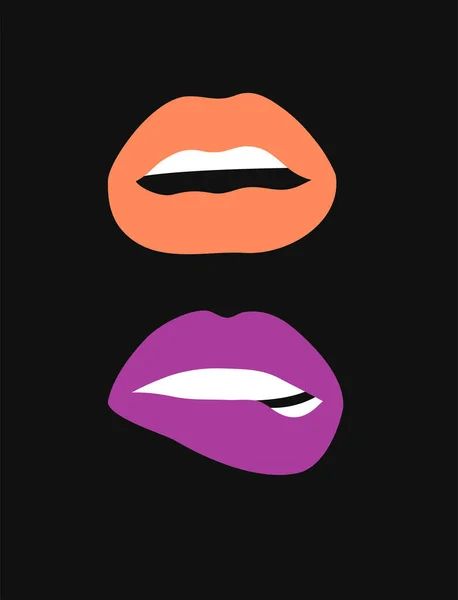 Sexy Weibliche Lippen Mit Mattem Lippenstift Flat Style Vector Fashion — Stockvektor