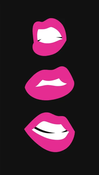 Lèvres Féminines Sexy Avec Rouge Lèvres Rose Mat Style Plat — Image vectorielle