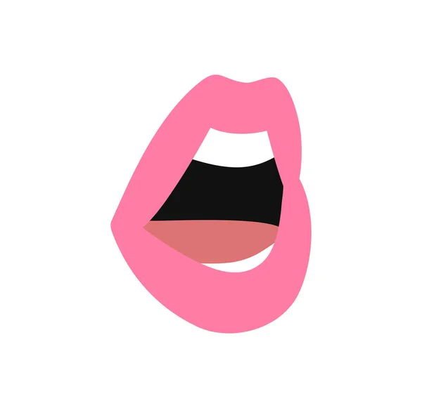 Seksowne Kobiece Usta Różową Szminką Płaski Styl Wektor Moda Ilustracja — Wektor stockowy