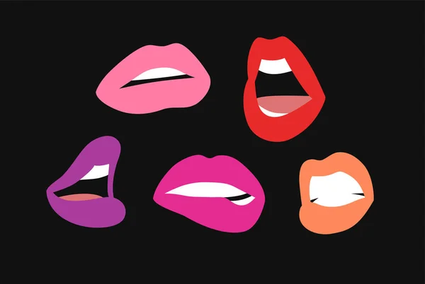 Sexy Weibliche Lippen Mit Mattem Lippenstift Flat Style Vector Fashion — Stockvektor