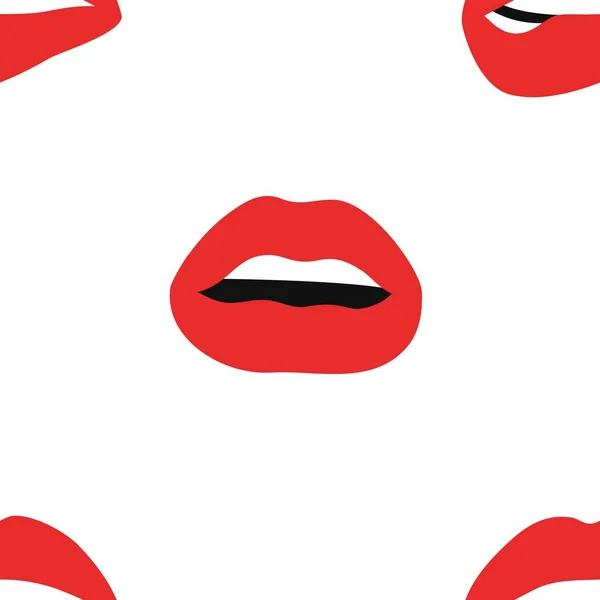 Απρόσκοπτη Μοτίβο Σέξι Γυναικεία Χείλη Ματ Κόκκινο Κραγιόν Flat Style — Διανυσματικό Αρχείο
