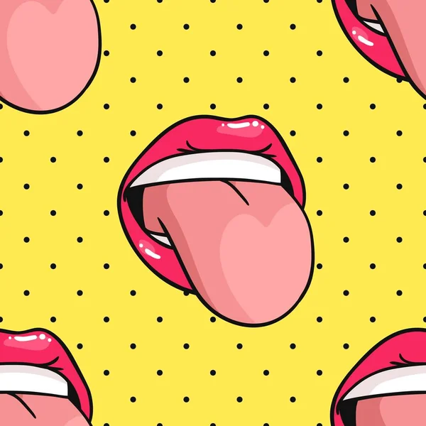 Безшовний Шаблон Сексуальними Жіночими Лайками Gloss Pink Lipstick Pop Art — стоковий вектор