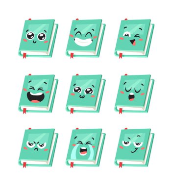 Cartoon drawing set of book for Student emoji. Hand drawn emotional schoolbook object. Actual Vector illustration character. Creative  art work  clipart