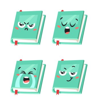 Öğrenci emojisi için çizgi roman çizimi. El çizimi duygusal okul kitabı objesi. Gerçek Vektör illüstrasyon karakteri. Yaratıcı sanat çalışmaları 