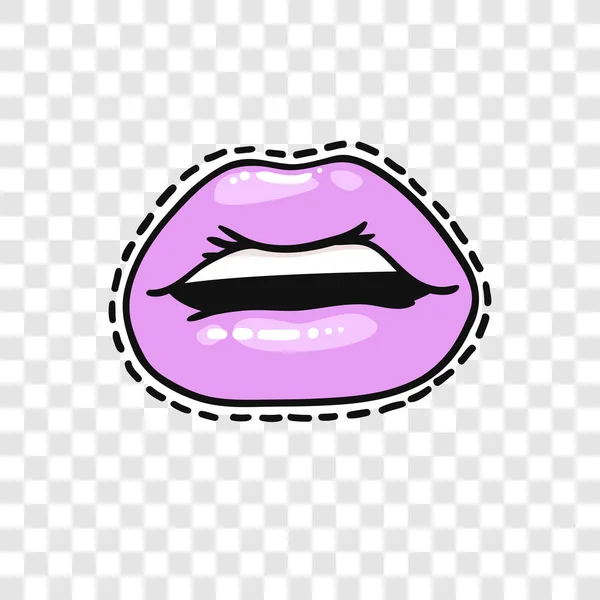 Pegatinas Con Labios Femeninos Sexy Con Lápiz Labial Brillante Colorido — Vector de stock