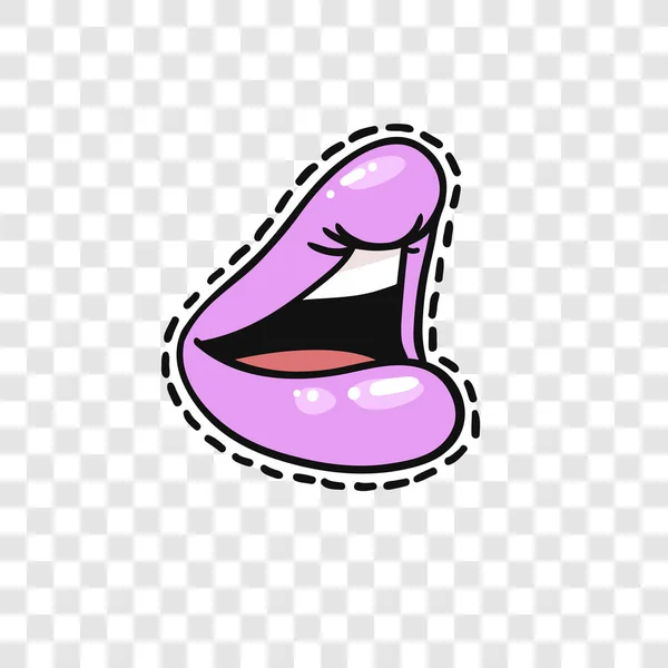 Stickers Met Sexy Vrouwelijke Lippen Met Glanzende Lippenstift Transparante Achtergrond — Stockvector