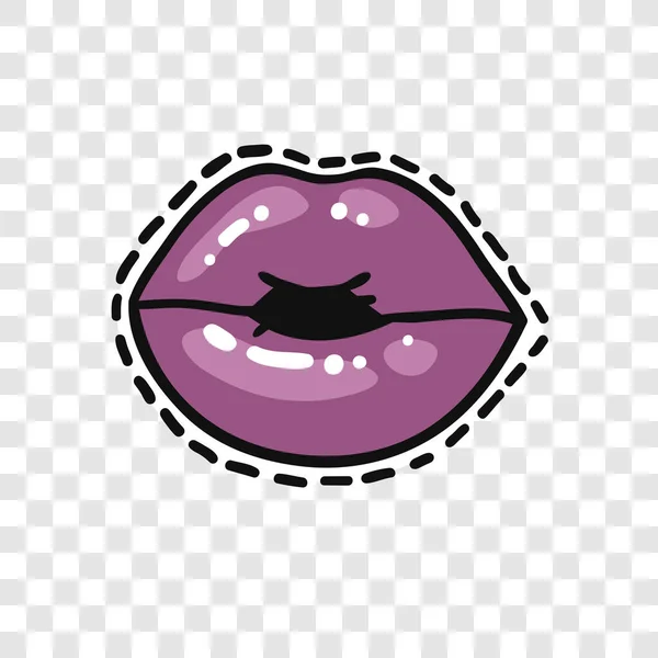 Pegatinas Con Labios Femeninos Sexy Con Lápiz Labial Brillante Colorido — Vector de stock