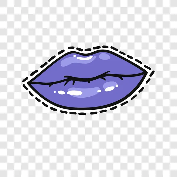 Klistermärken Med Sexiga Kvinnliga Läppar Med Färgglada Läppstift Genomskinlig Bakgrund — Stock vektor