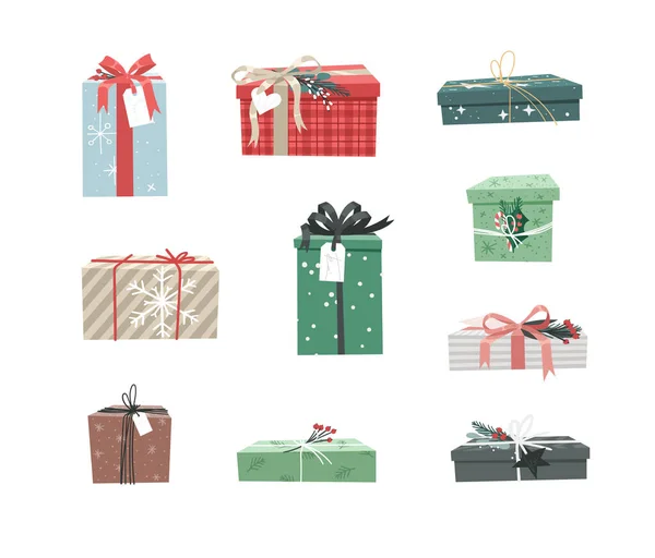 Cartoon Illustration Christmas Gift Box Isoliert Creative Flat Style Art — Stockvektor