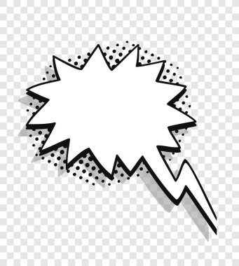 Mesajsız ve şeffaf bir arkaplan olmadan sanatsal konuşma balonu. Çerçevelerin çizgi film tarzı vektör koleksiyonu. Çizgi roman illüstrasyonu