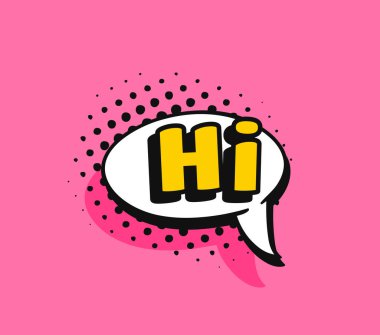 Metinli pop sanat balonu çizimi. Çerçevelerin çizgi film tarzı vektör koleksiyonu. Renk arkaplanı üzerine komik illüstrasyon