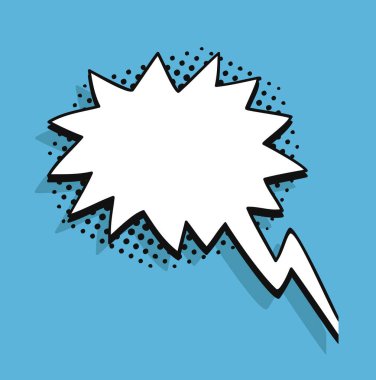 Mesajsız pop sanatının konuşma baloncukları. Çerçevelerin çizgi film tarzı vektör koleksiyonu. Mavi arkaplanda çizgi roman illüstrasyonu