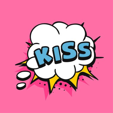 Metinli pop sanat balonu çizimi. Çerçevelerin çizgi film tarzı vektör koleksiyonu. Renk arkaplanı üzerine komik illüstrasyon