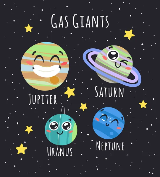 Mão Desenhada Childish Ilustração Gás Gigante Cosmos Planeta Desenho Vetor —  Vetores de Stock