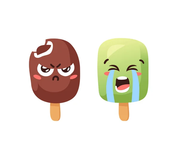 Handgezeichnetes Eis Vektor Zeichnen Sommer Illustration Süßes Fast Food Emoticon — Stockvektor