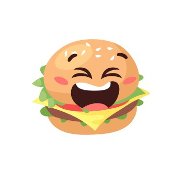 El Çizimi Çizimi Çizimi Çizimi Burger Emoji. Fast Food Vector Humburger Çizim Duygusallığı. Lezzetli İmaj Yemekleri. Düz Stil Amerikan Mutfağı Koleksiyonu