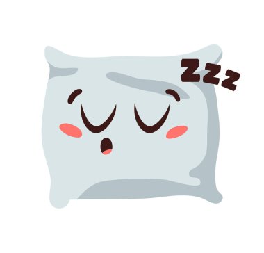 El Çizimi Komik Yastık Emoji. Uyuyan Element Duygusallığı çizgi filmi karakteri. Yüz İfade Vektörü İllüstrasyonu.