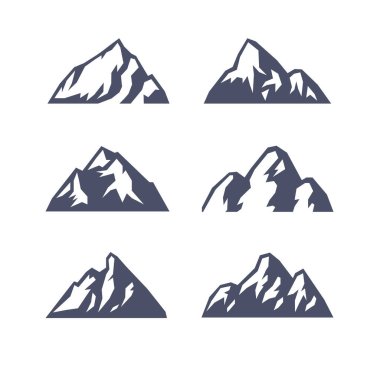 El çizimi dağ izole edildi. Vector Illustration Kayak Tesisi Logosu. Kamp elementi kış manzarası çizimi